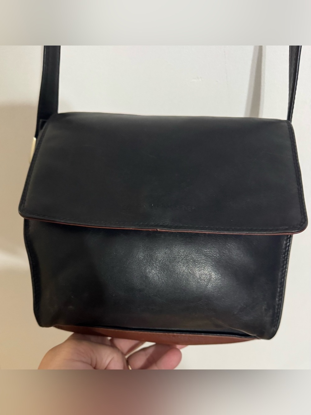Derek Alexander Black & Brown Leather Crossbody Bag